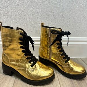 Gold Zumira Croc Shutz Combat boots
